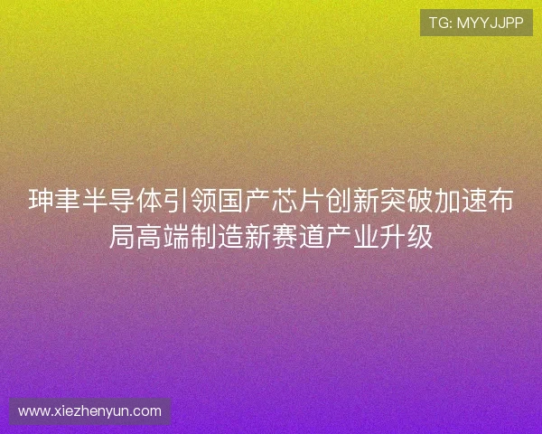 珅聿半导体引领国产芯片创新突破加速布局高端制造新赛道产业升级